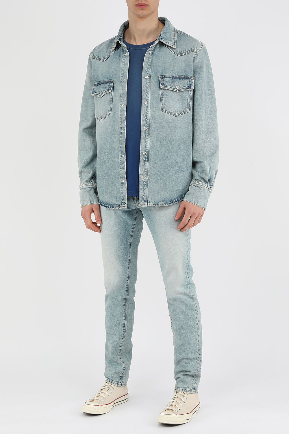 חולצת דנים מכופתרת